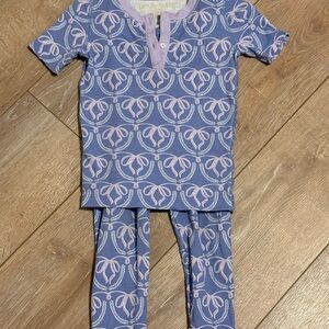 TBBC Sara Jane’s lavender Bow-Print Pajama Set - Short Sleeve Top & Pants